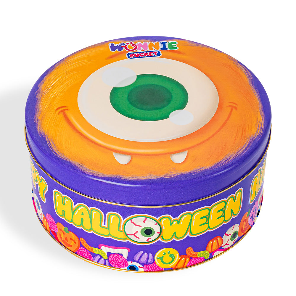 Wunnie Bucket “Happy Halloween”, Dose zum Befüllen mit deinen Lieblingsgummibärchen - 3 kg