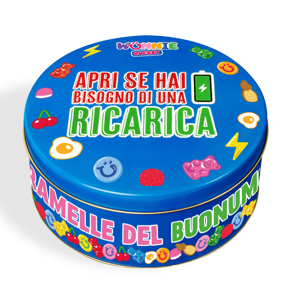 Wunnie Bucket "Öffnen, wenn du eine Aufladung brauchst", Dose mit Gummibonbons zum Zusammenstellen mit deinen Lieblingsgeschmäckern - 3 kg