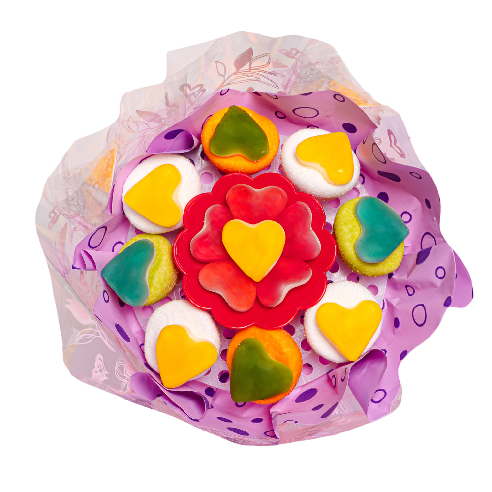 Wunnie Gummy Bouquet, Strauß aus Gummibonbons und marshmallow gemischt 162g