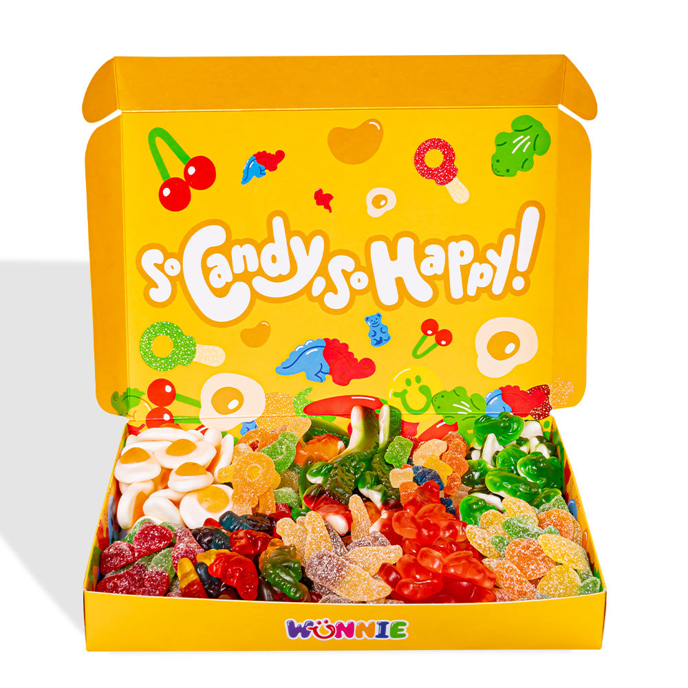 Wunnie Box aperta e frontale con scritta "so candy so happy"