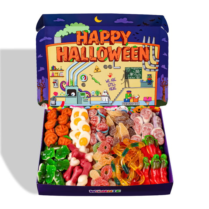 Scatola di caramelle Wunnie box halloween frontale  da 1kg