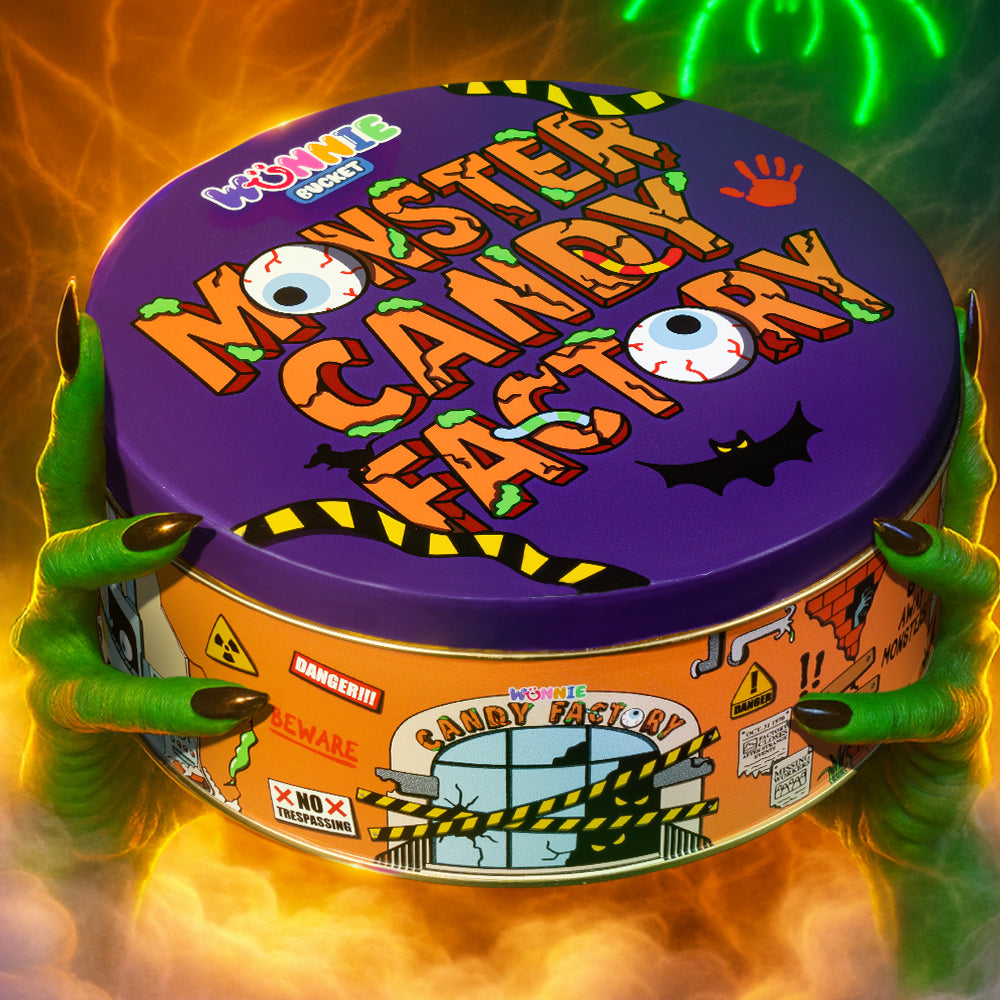 Wunnie bucket happy halloween chiuso in delle mani mostruose