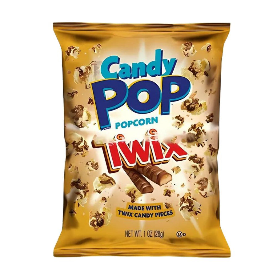 Confezione da 28g di popcorn con cioccolato al gusto di Twix Candy Pop Corn Mini