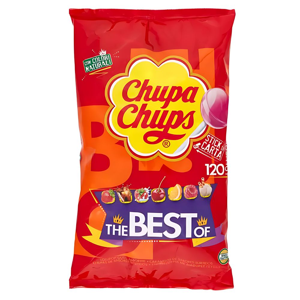 Chupa Chups The Best Of Assorted Flavor, Lutscher mit verschiedenen Geschmacksrichtungen von 12g (Packung mit 120)