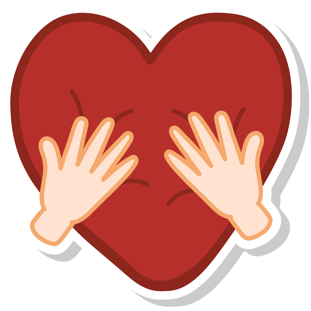mani che abbracciano cuscino a forma di cuore
