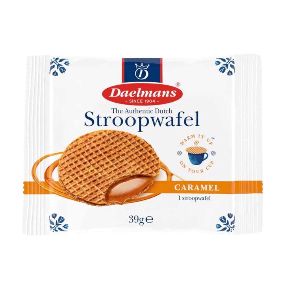Confezione da 39g di wafer al caramello Daelmans Stroopwafel