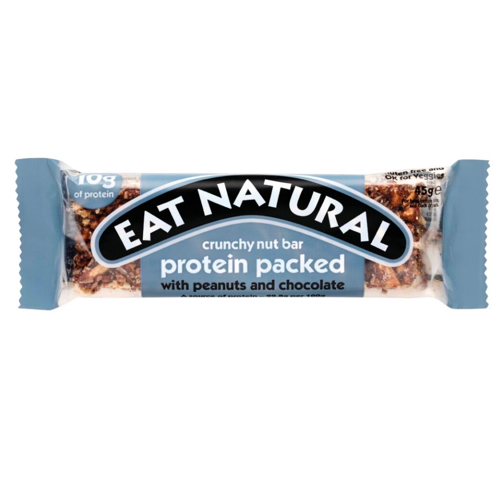 Confezione da 45g di barretta proteica con noci e cioccolato Eat Natural Protein Bar