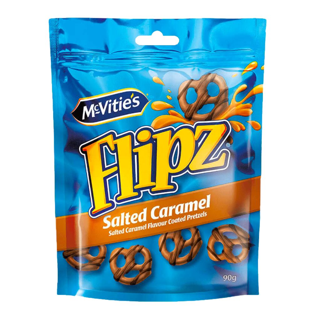 Mcvitie's Flipz Salted Caramel, Brezeln mit gesalzenem Karamellschokoladenüberzug, 90g