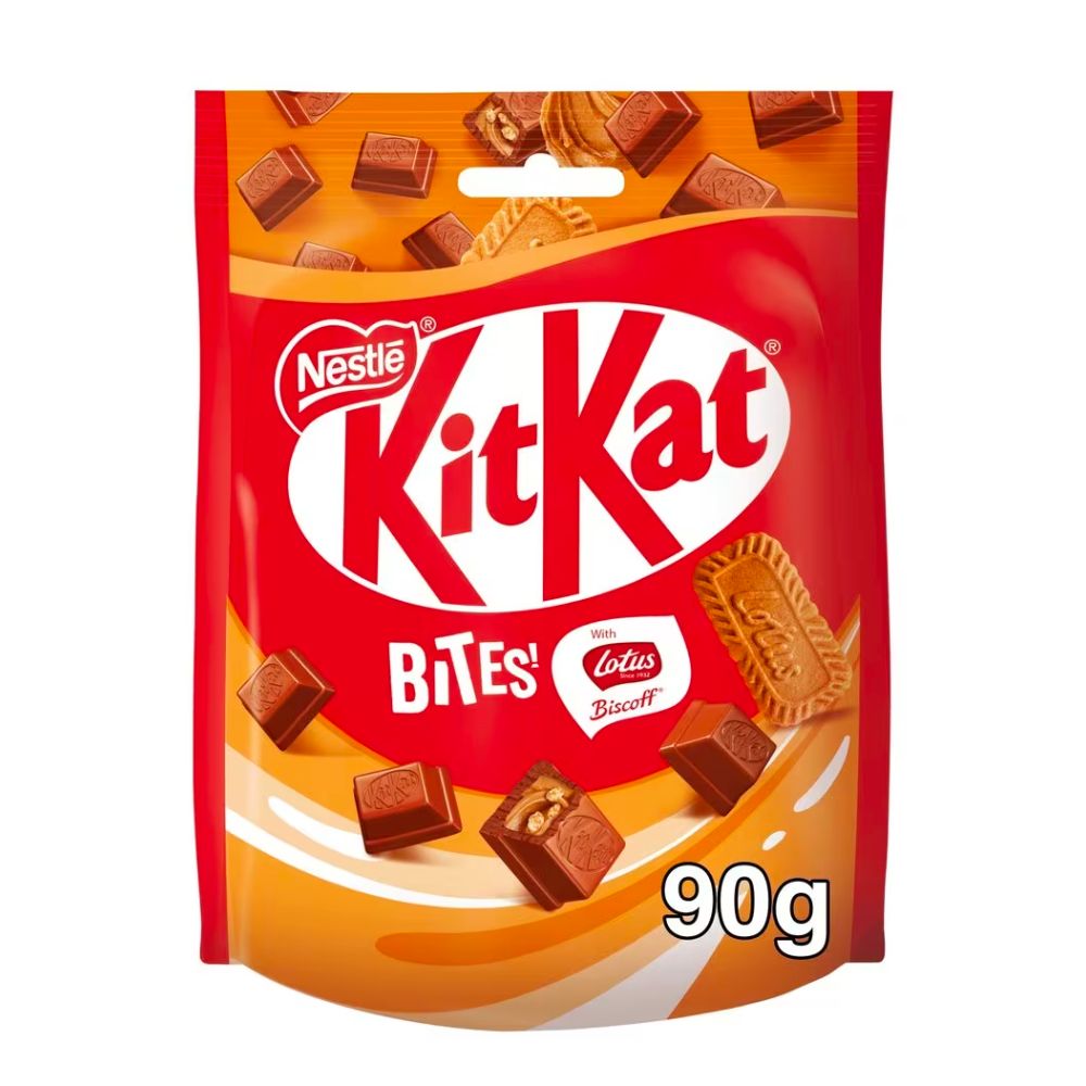 Kit Kat Lotus Bites Waffel überzogen mit Schokolade und KaramellkeksGeschmack, 90g American