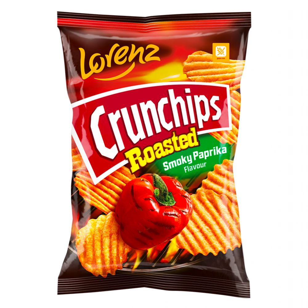 Confezione da 120g di patatine alla paprika Lorenz Crunchups Smoky