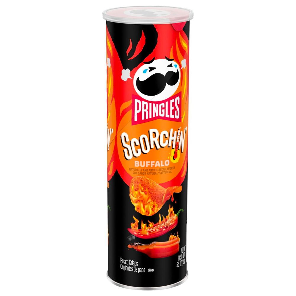 Confezione da 158g di patatine piccanti al gusto di salsa buffalo Pringles Scorching