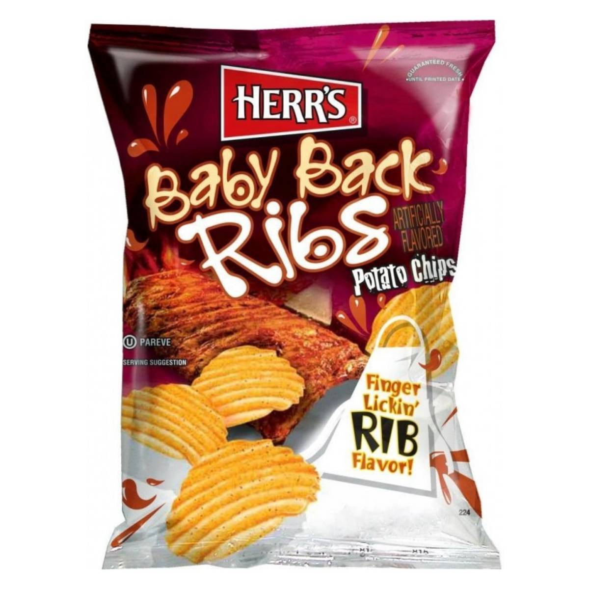 Herr's Baby Back Ribs Kartoffelchips 184g Packung von Chips
