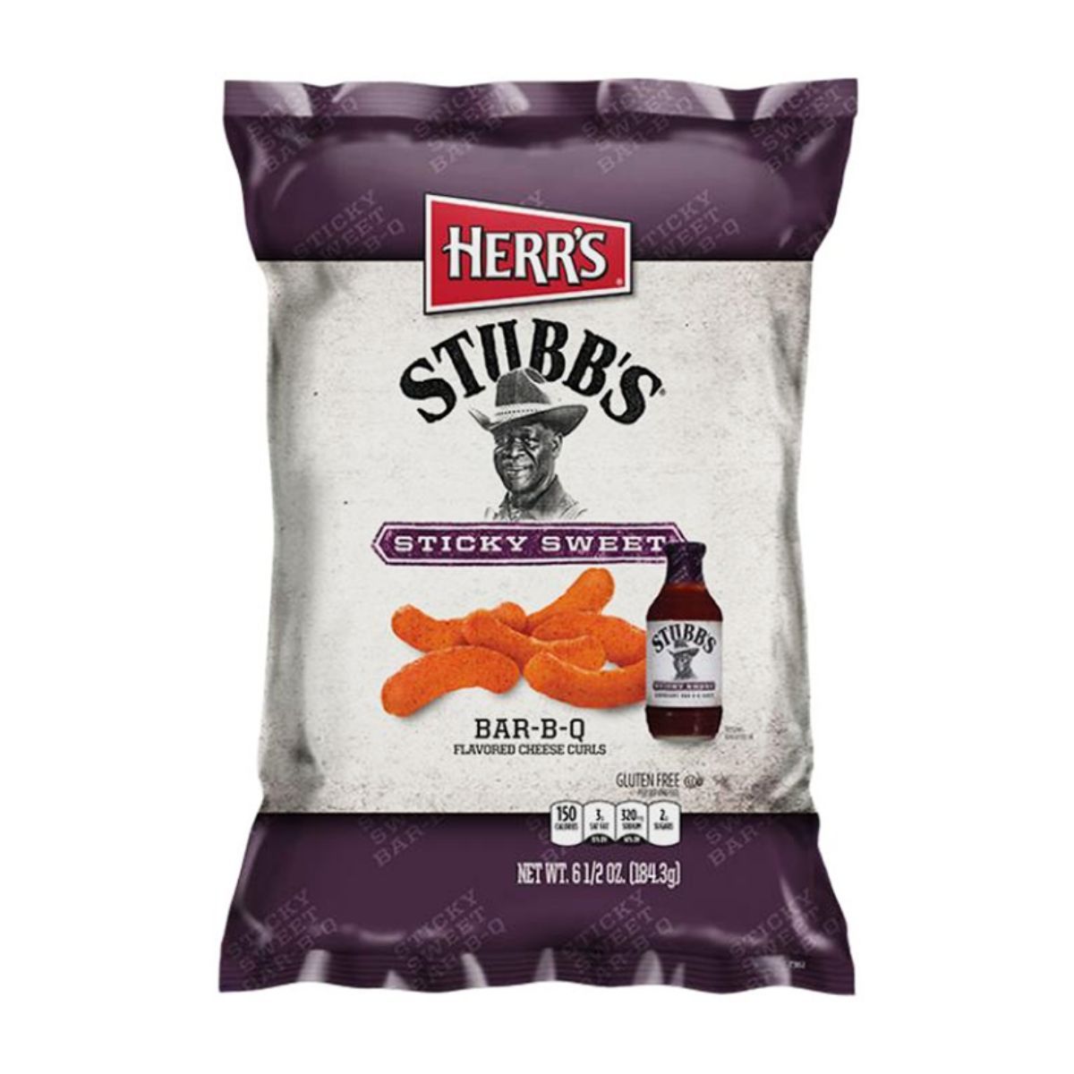 Herr's Stubb's Sticky Sweet BBQ Curl Chips mit Stubb's Süßer BBQ