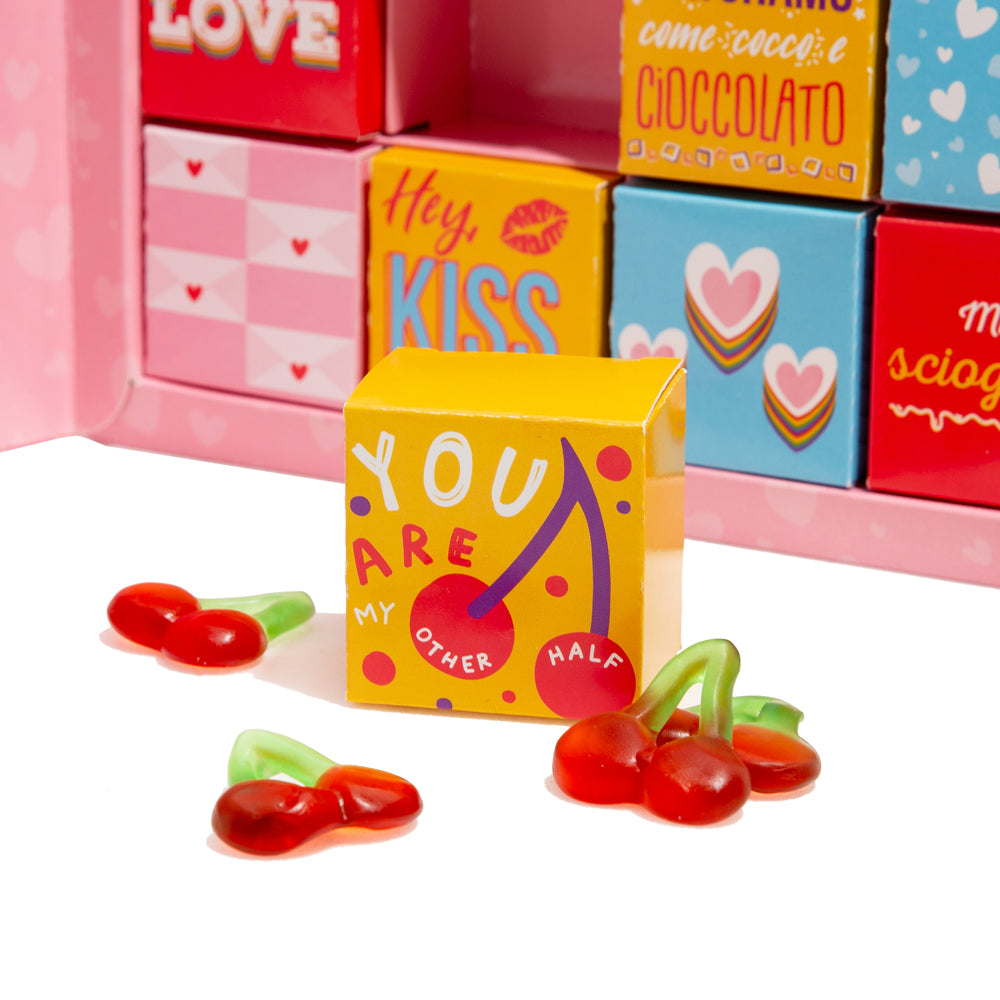 Love Bites Box, Packung mit 12 Schachteln Pralinen und Süßigkeiten