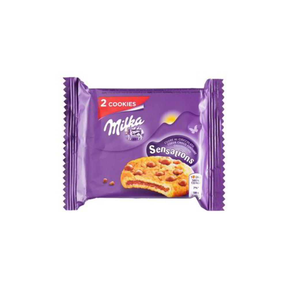 Milka Cookie Sensation, gefüllter Keks mit Milchschokolade und Schokoladenstückchen, 52g