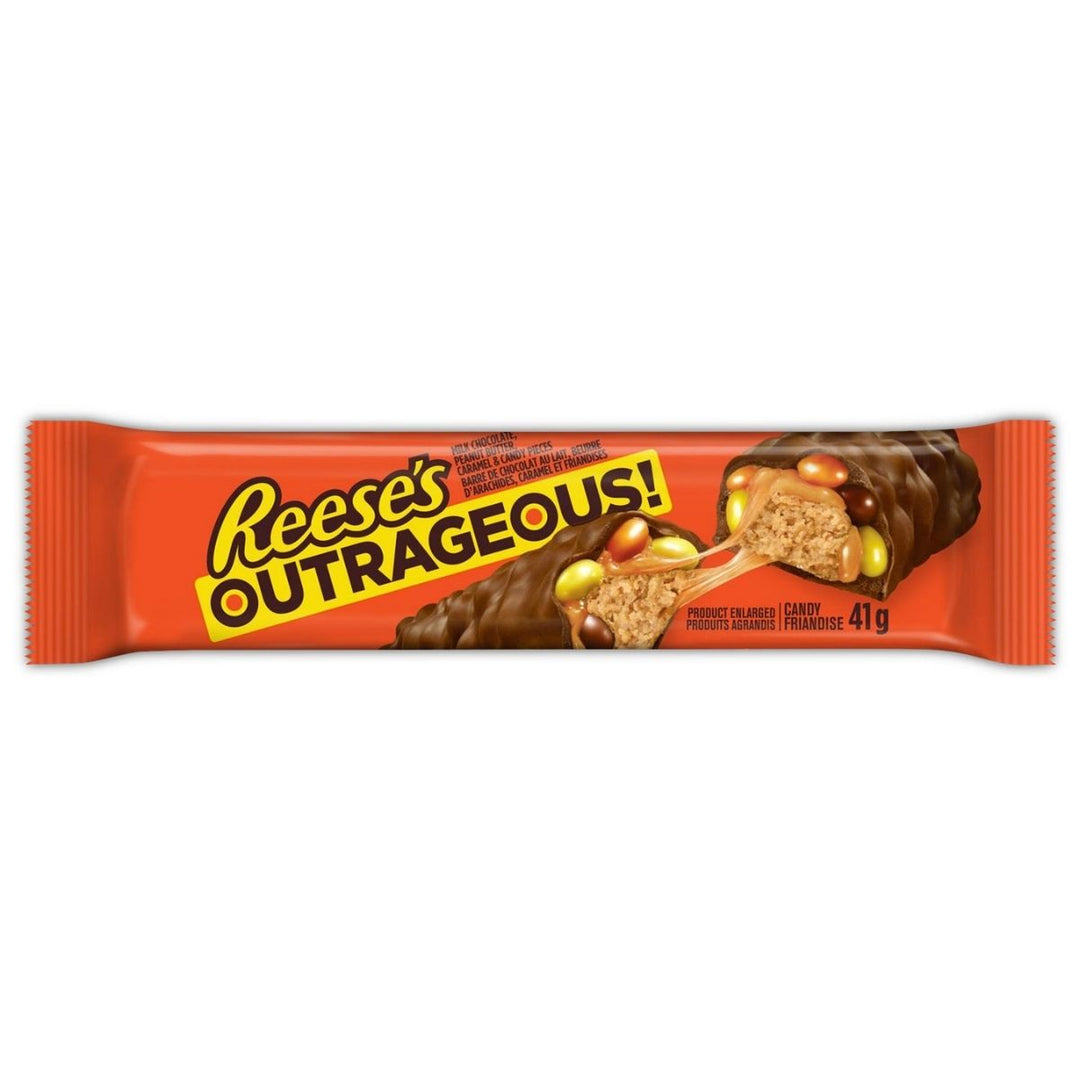 Reese's Outrageous!, Schokoriegel gefüllt mit Erdnussbutter und bunten Schokolinsen, 41g