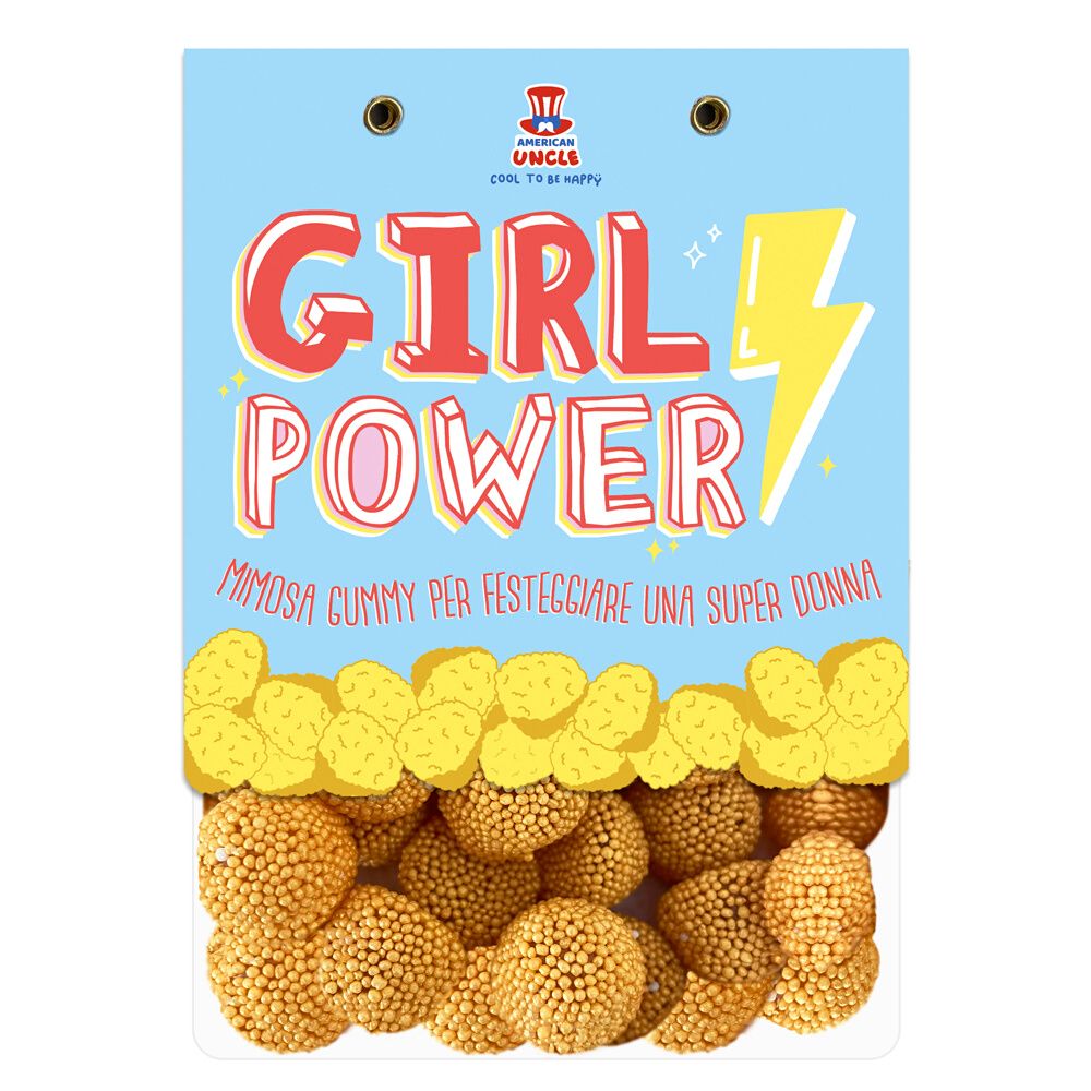Mimosa Gummy, Tüte mit Gummibonbons für eine Superfrau mit 80 g