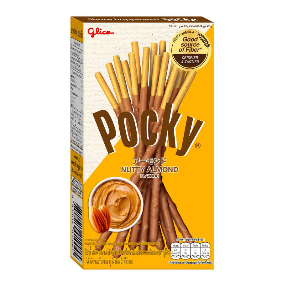 Confezione da 43g di biscotti ricoperti di crema alle mandorle Pocky Nutty Almond