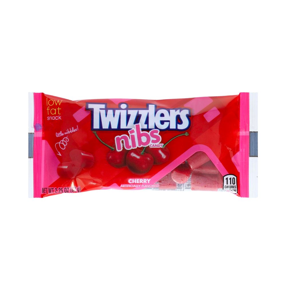 Confezione da 63g di caramelle alla ciliegia Twizzlers Nibs Cherry