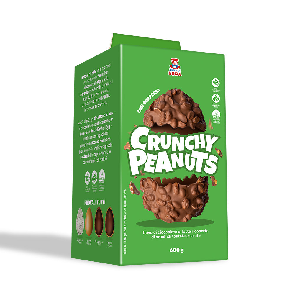 American Uncle Crunchy Peanuts Easter Egg, Milchschokoladen-Osterei überzogen mit gerösteten und gesalzenen Erdnüssen von 600g 