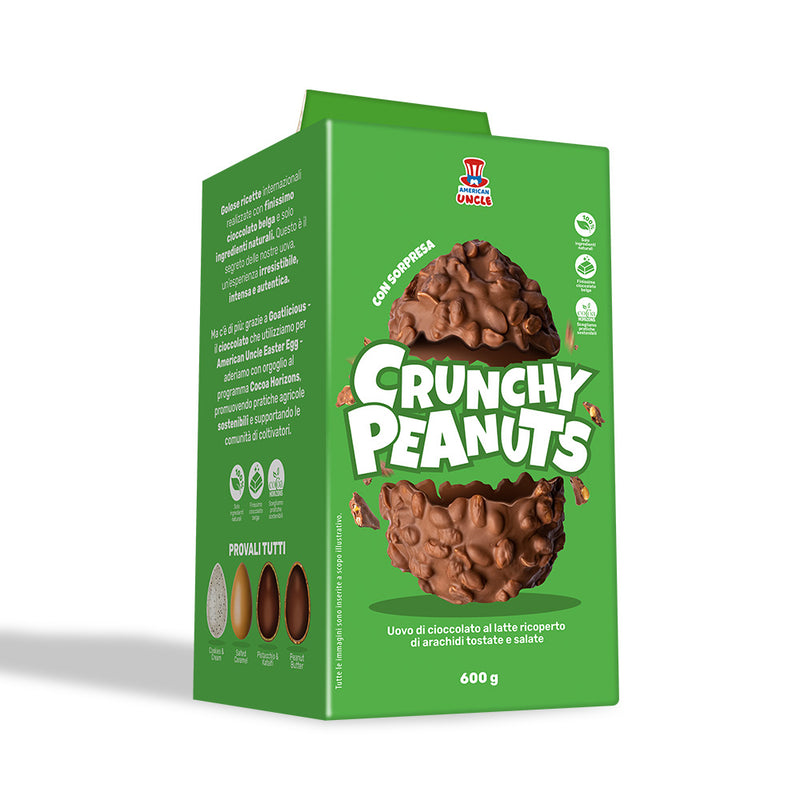 American Uncle Crunchy Peanuts Easter Egg, Milchschokoladen-Osterei überzogen mit gesalzenen gerösteten Erdnüssen von 600g 