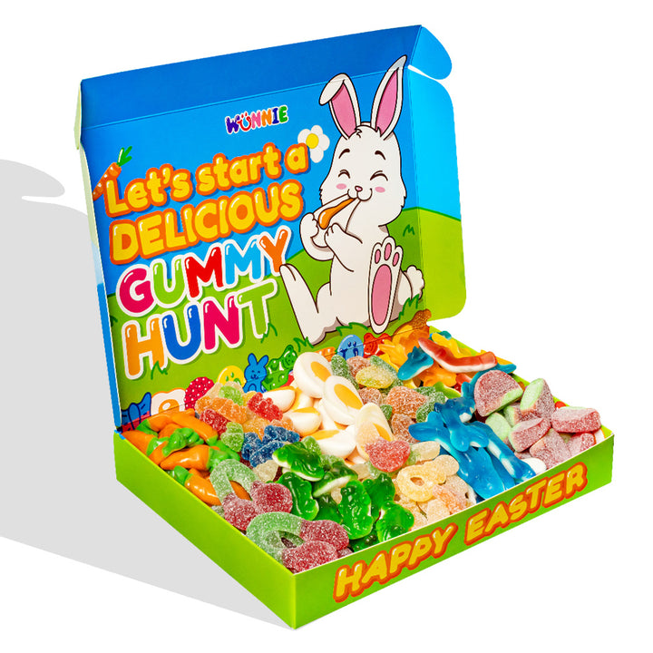 Wunnie box “Frohe Ostern”, die Candy box zum Zusammenstellen mit deinen Lieblingsgummibärchen - 1 kg 