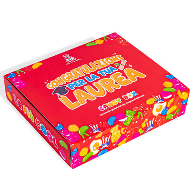 Candy box Glückwünsche zu deinem Abschluss, Zusammenstellbare Gummibonbon-Box mit den Lieblingen des Absolventen