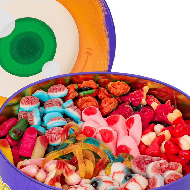Wunnie Bucket "Frohes Halloween", 3kg Dose mit Gummibärchen, die du mit deinen Lieblingsgeschmäckern zusammenstellen kannst 