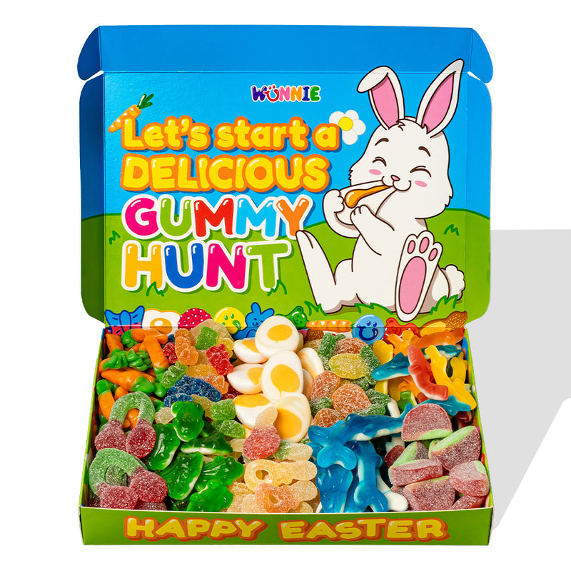 Wunnie box „Frohe Ostern“, die Candy box zum Zusammenstellen mit deinen Lieblingsgummibärchen - 1 kg 