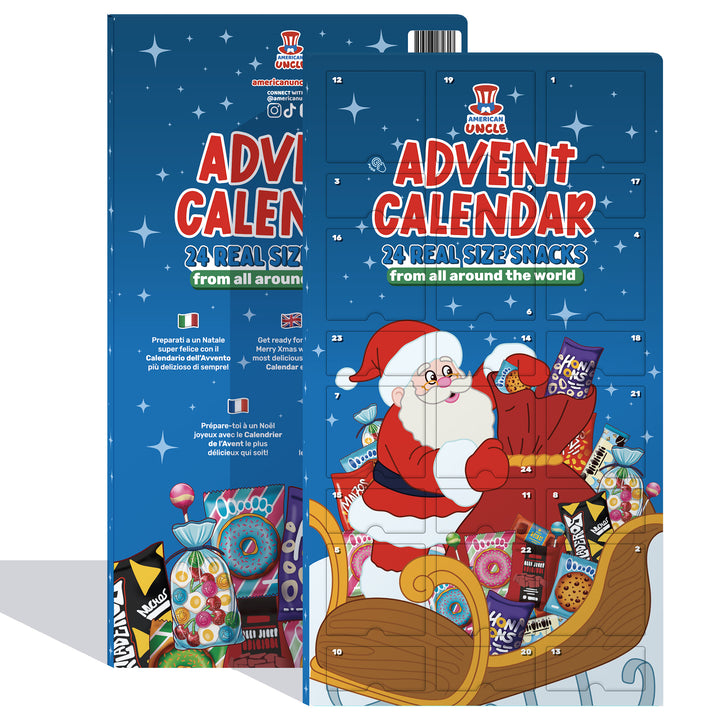 XXL-Adventskalender, Box mit 24 snack süßen und salzigen Überraschungen in Originalgröße 