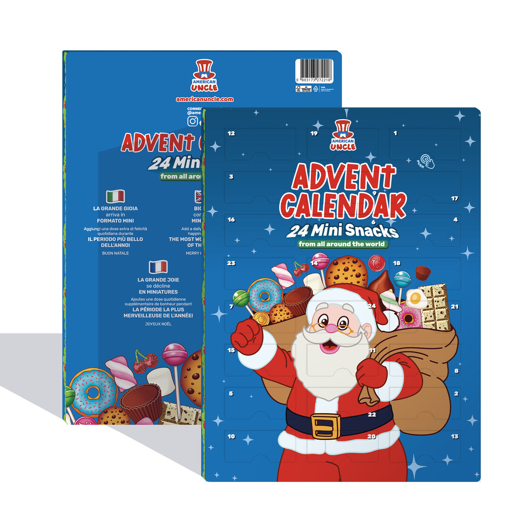 Miniatur-Adventskalender, Schachtel mit 24 snack Überraschungs-Süßigkeiten im Mini-Format 