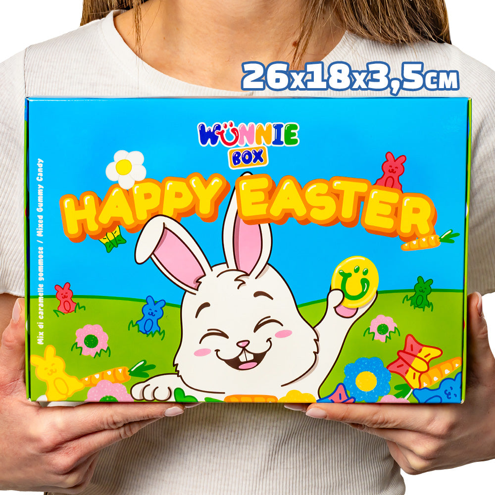 Wunnie box “Frohe Ostern”, die Candy box zum Zusammenstellen mit deinen Lieblingsgummibärchen - 1 kg 
