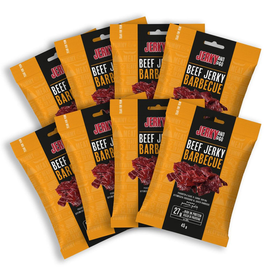 Confezione da 8 di carne secca di manzo al bbq Jerky and Go Beef Jerky
