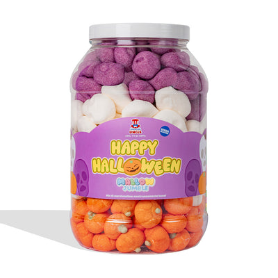 Mallow Jumble "Happy Halloween", Glas mit Marshmallows zum Selberzusammenstellen mit Ihren Lieblingsgeschmacksrichtungen.