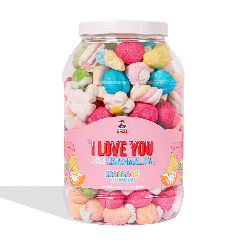 Mallow Jumble "I love you more than marshmallow", Marshmallow Krug zum Zusammenstellen mit deinem Lieblingsgeschmack