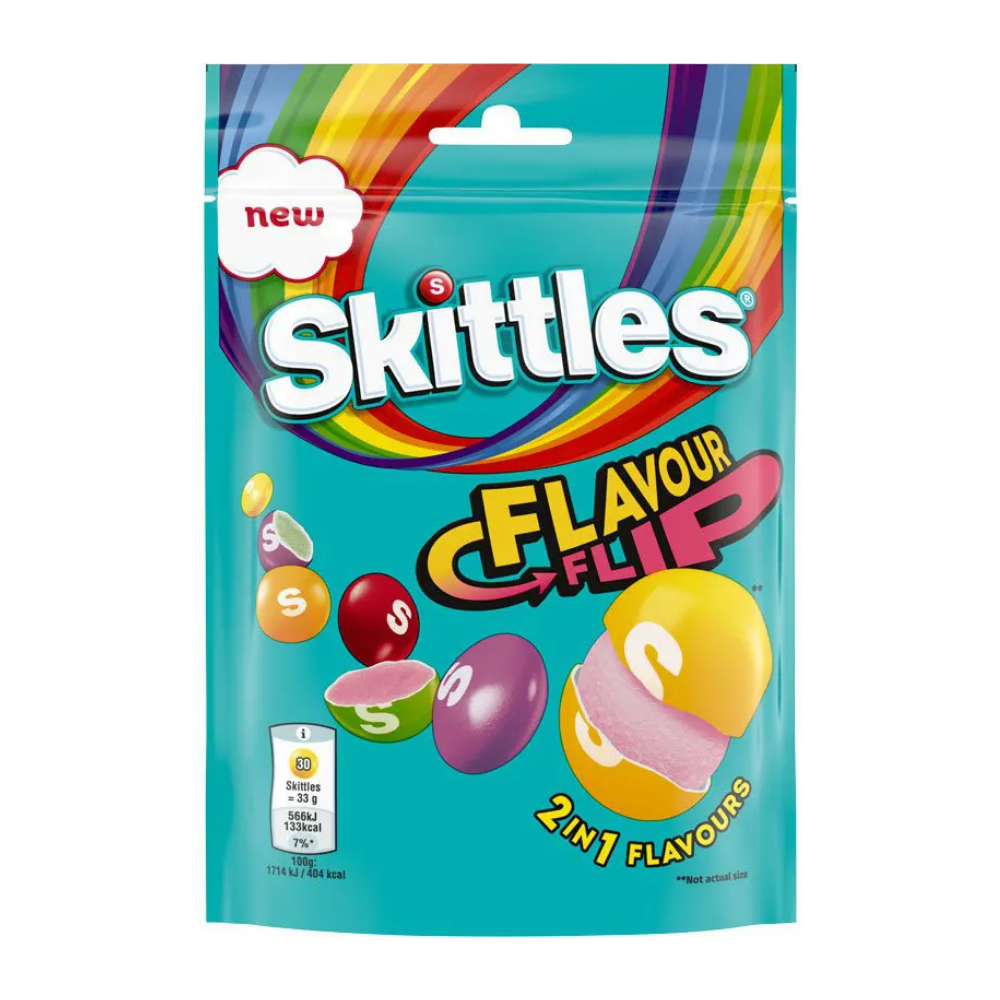 Skittles Flavour Flip, Fruchtbonbons mit doppeltem Geschmack, 136 g 