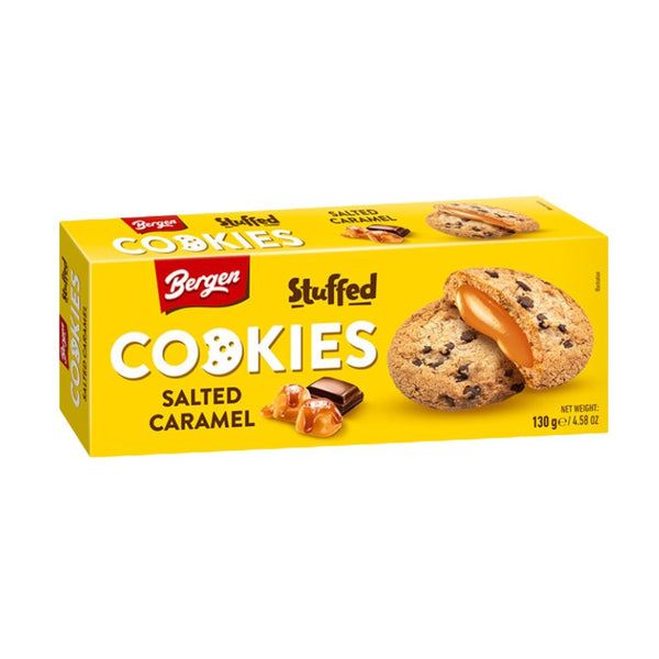 Bergen Stuffed Cookies Salted Caramel, gefüllte Kekse mit gesalzenem Karamell, 130 g 