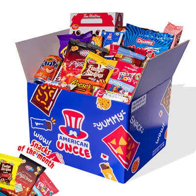 Snack Box mit 100 internationalen Produkten: Süßes, Salziges und Getränke