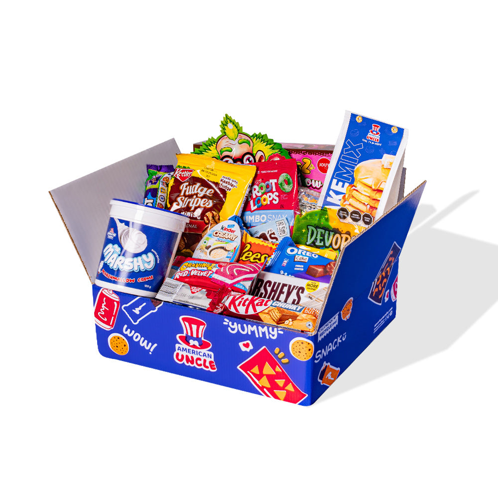 Snack box süß aus mindestens 20 internationalen Produkten 