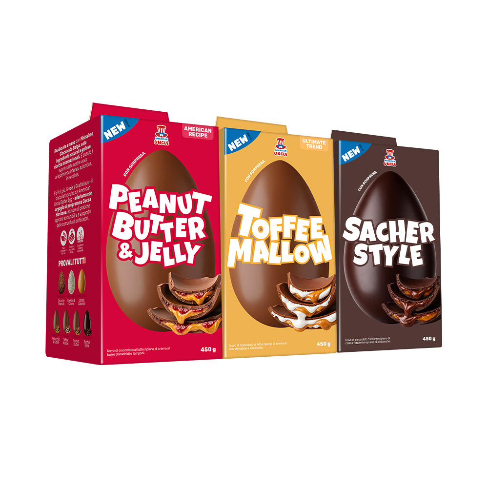 3er-Pack Ostereier: Erdnussbutter & Gelee, Toffee Mallow, Sacher Stil