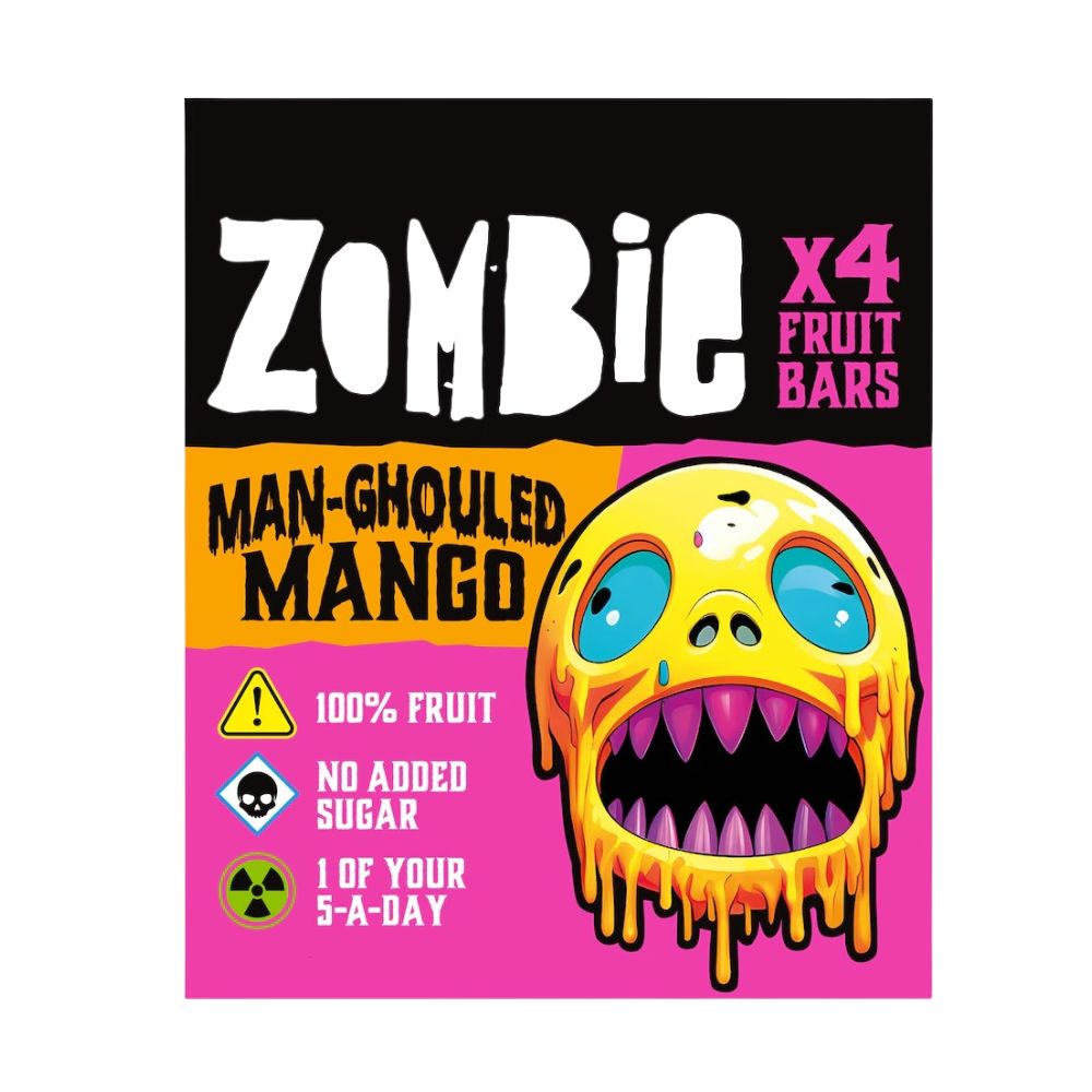 Zombie Man-Ghouled Mango Fruit Bars, barrette di frutta mela e mango da 100g.