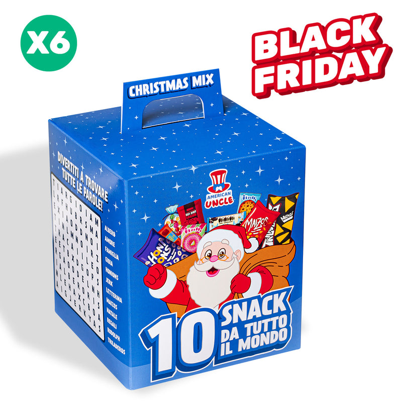 6x Christmas Mix, Sortiment von 10 snack internationalen süßen und salzigen Snacks 