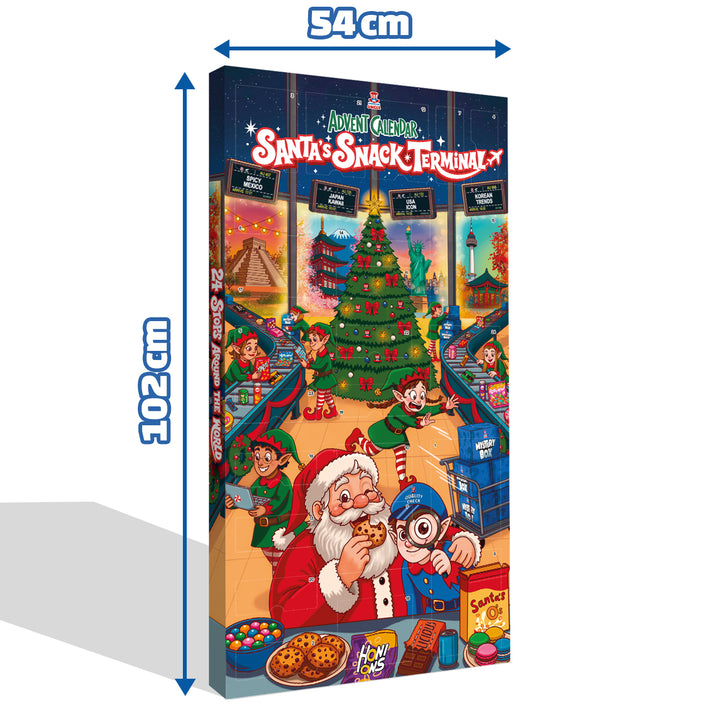 Santas Snack Terminal, XXL-Adventskalender mit über 24 snack süßen und herzhaften Leckereien aus aller Welt 