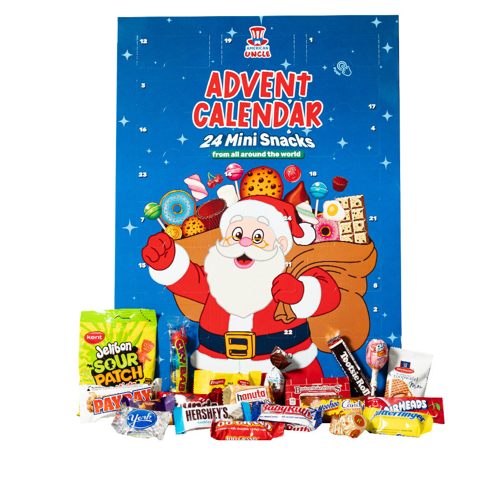2x Adventskalender Miniaturen, Schachtel mit 24 snack Überraschungssüßigkeiten im Mini-Format 