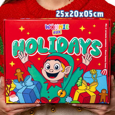 3x Wunnie box „Happy Holidays“, 3 Schachteln Gummibonbons zum Zusammenstellen mit deinen bevorzugten Geschmacksrichtungen