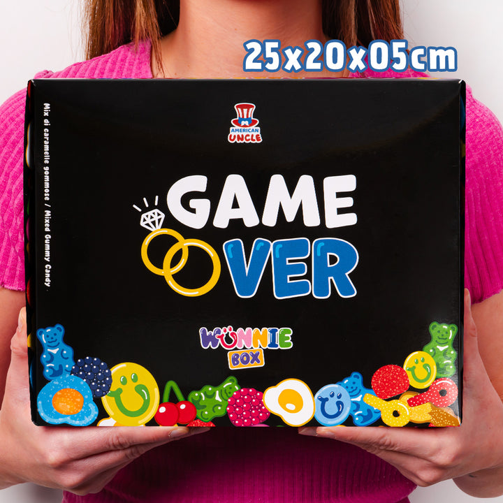 Wunnie box "Game over", das Candy box zum Zusammensetzen mit den Lieblingsgummibärchen des Bräutigams - 1 kg 