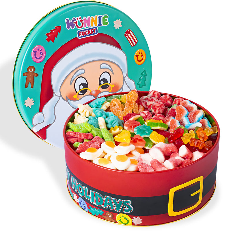 Wunnie Bucket "Happy Holidays", 3kg Dose mit Gummibonbons zum Selbstzusammenstellen mit deinen Lieblingsgeschmacksrichtungen