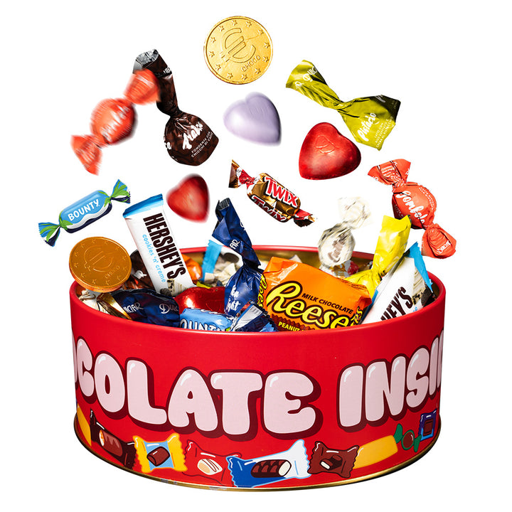 Ciokko Bucket “Du machst mich glücklich”, 1 kg Dose Pralinen zum Zusammenstellen mit den Lieblingsgeschmäckern deines Partners 