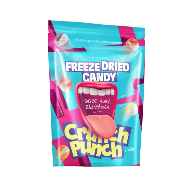Crunch Punch Super Sour Rainbows, gefriergetrocknete Süßigkeiten 