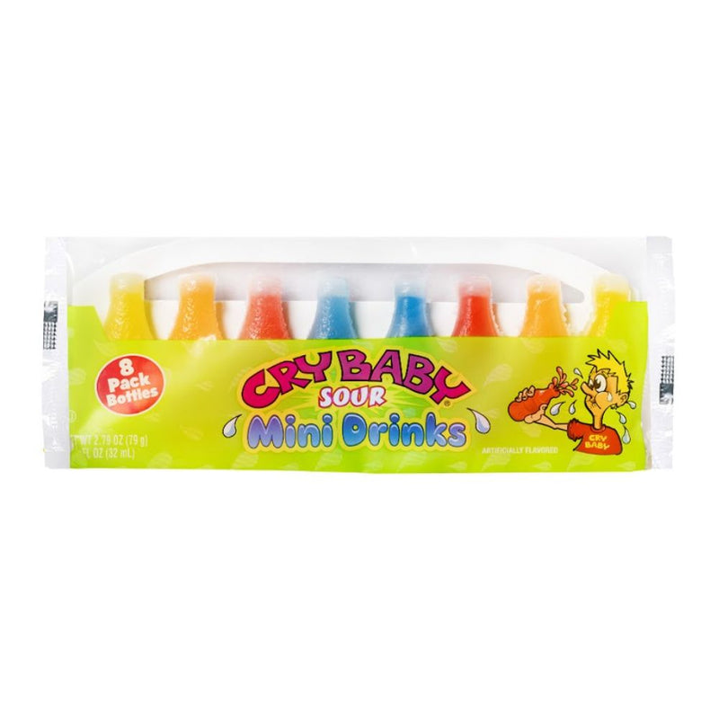 Confezione da 79g, caramella liquida al gusto di frutta Cry Baby Sour Mini Drinks.